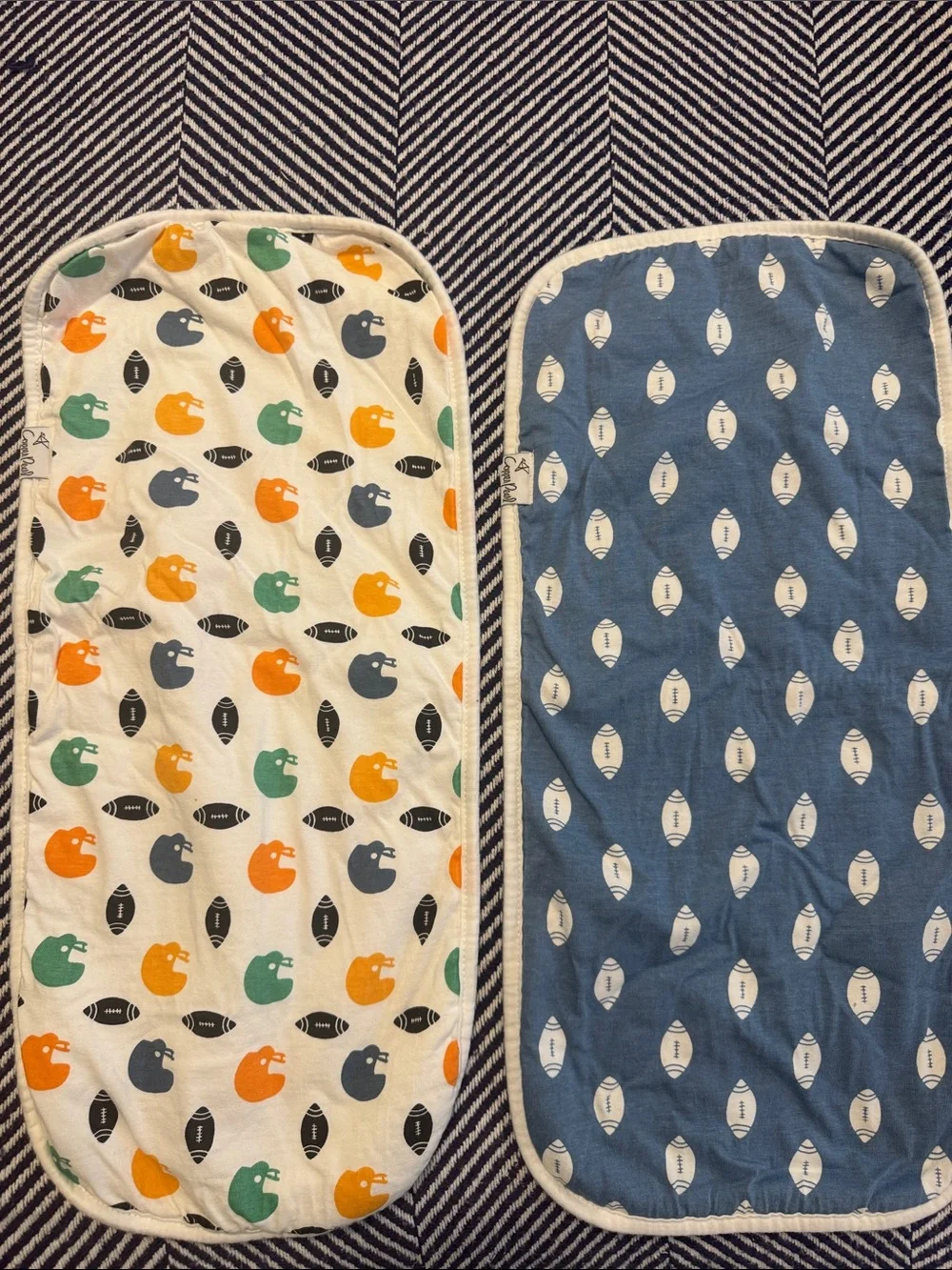 Cooper Pearl 2 pack Reversible Baby Burp Cloths — Football Prints